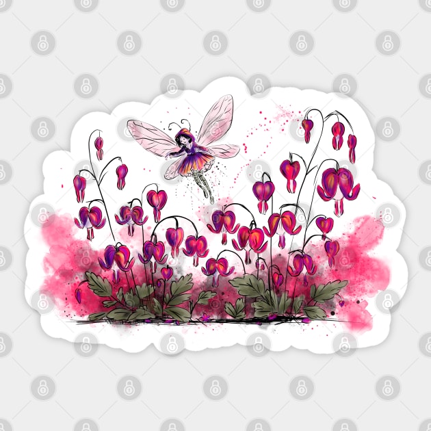 Bleeding Heart Fairy Sticker by H. R. Sinclair
